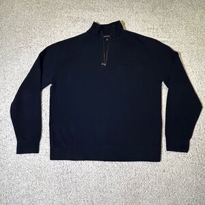 Banana Republic Organic Cotton Quarter Zip Navy Blue Sweater Size M